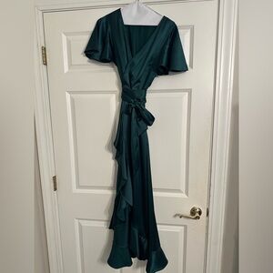 Green wrap midi dress size small Dress Forum